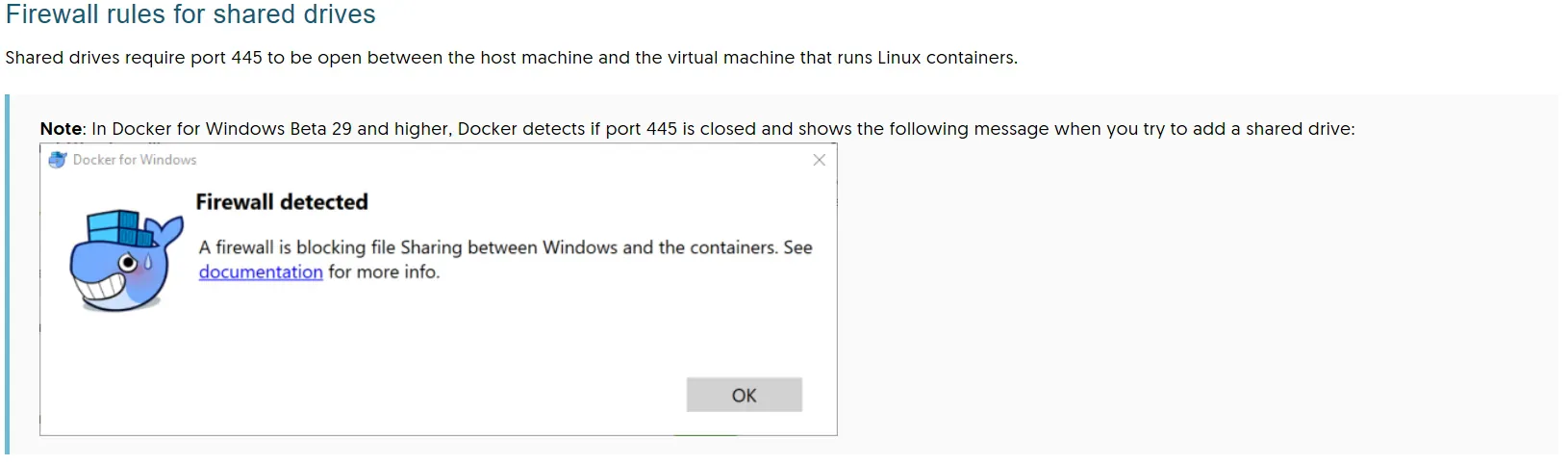 Firewall warning