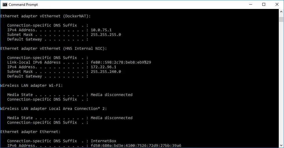 ipconfig