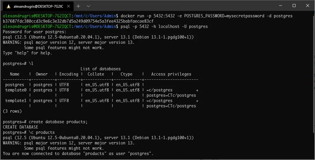 Postgres running