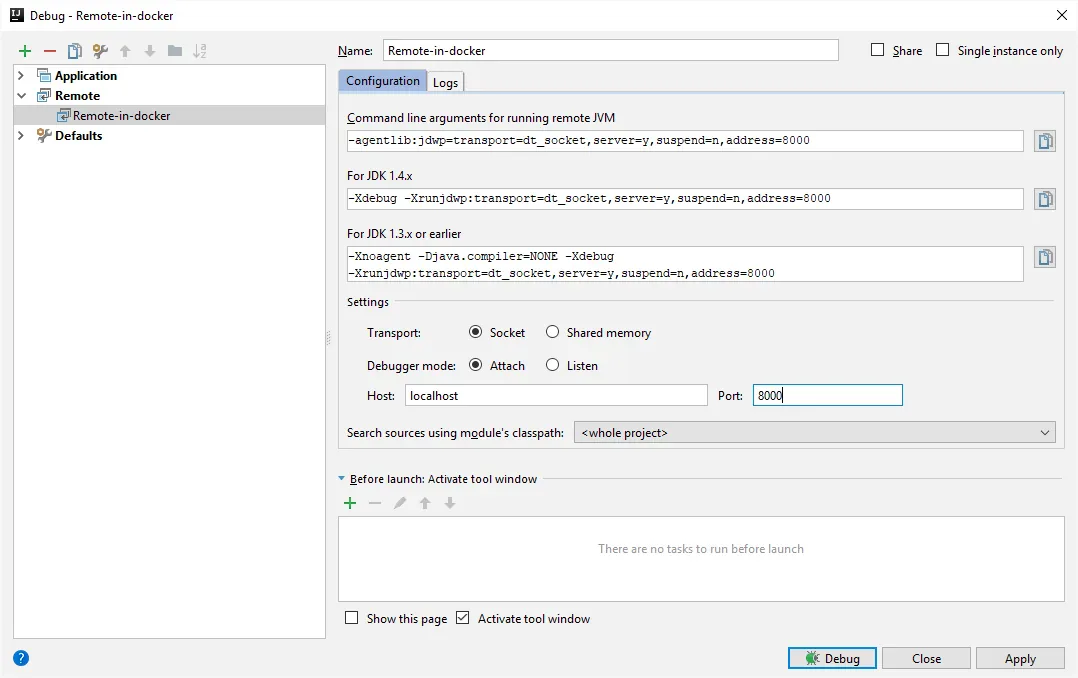 Debugger Config Idea