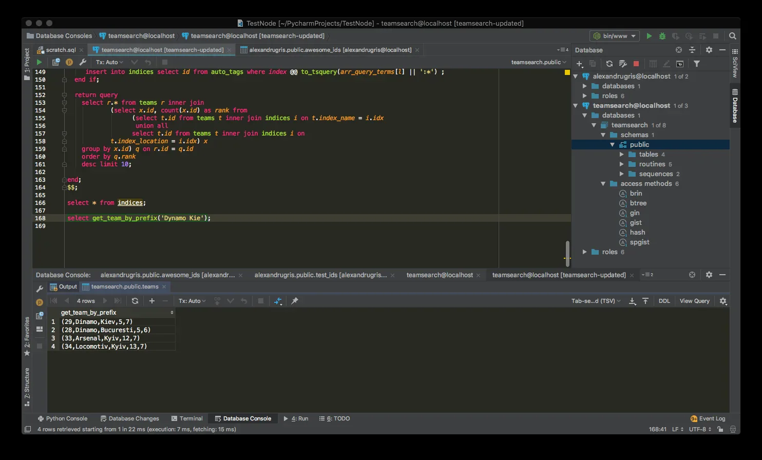 Running the queries
