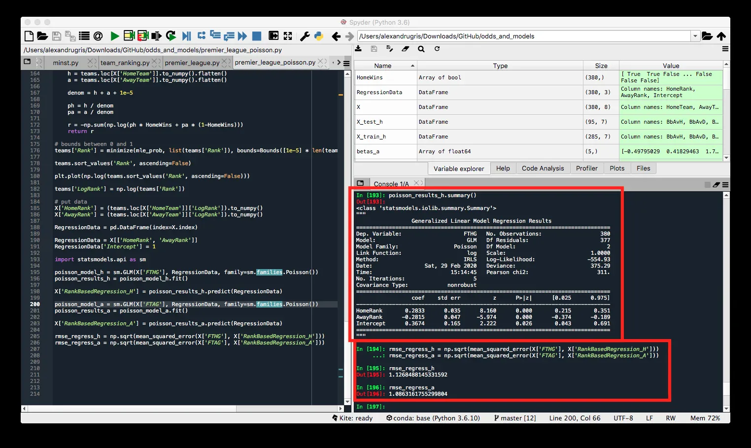 RMSE and Regression Summary